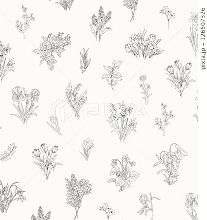 Creative Hand Drawn Floral and Scrollwork Pattern Illustrations 126507326