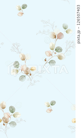 Elegant Hand Painted Curly Flower Motif Art Compositions 126507403