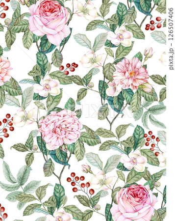 Elegant Hand Painted Curly Flower Motif Art Compositions 126507406