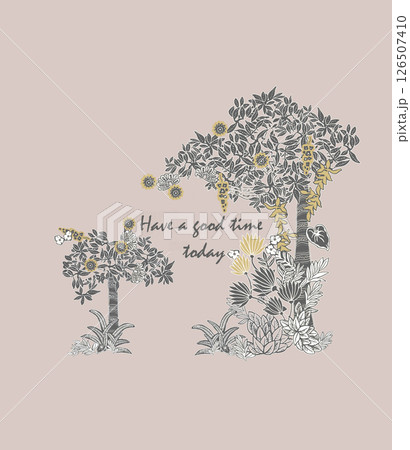 Elegant Hand Painted Curly Flower Motif Art Compositions 126507410