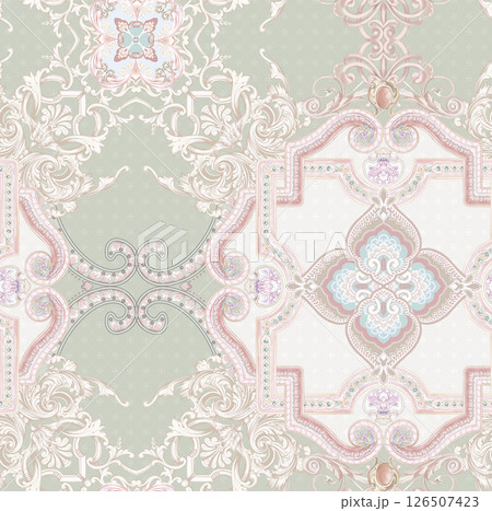 Elegant Hand Painted Curly Flower Motif Art Compositions 126507423