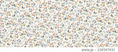 Elegant Hand Painted Curly Flower Motif Art Compositions 126507432