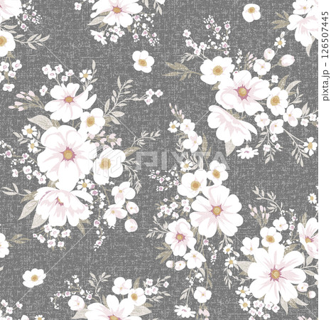 Elegant Hand Painted Curly Flower Motif Art Compositions 126507445