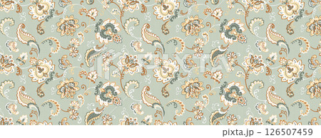Elegant Hand Painted Curly Flower Motif Art Compositions 126507459