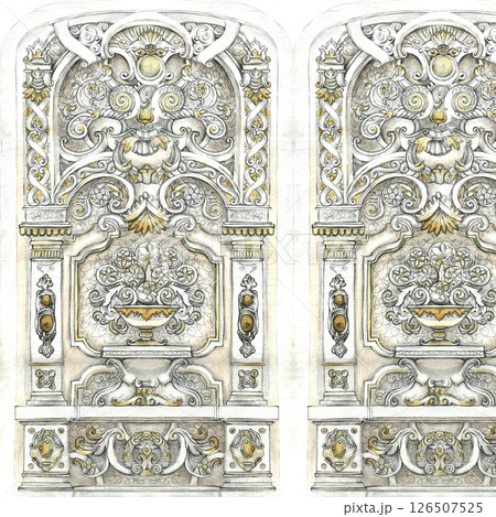 Whimsical Handmade Scroll Floral Design Sketch Graphics 126507525