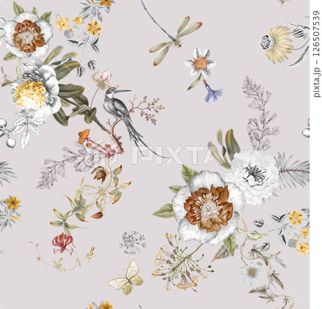 Whimsical Handmade Scroll Floral Design Sketch Graphics Whimsical Handmade Scroll Floral Design Sketch Graphics 126507539