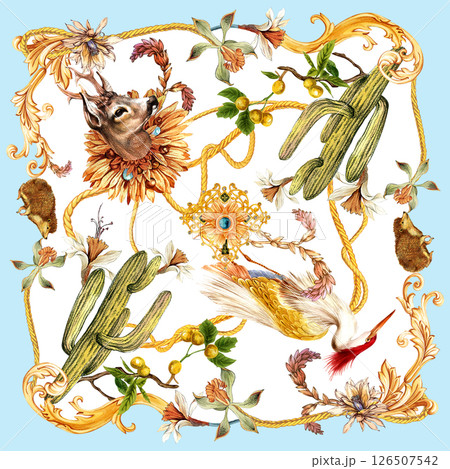 Whimsical Handmade Scroll Floral Design Sketch Graphics 126507542
