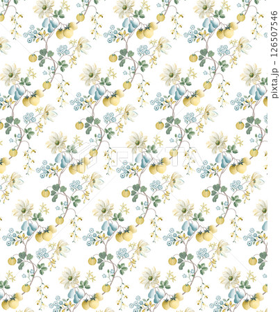 Whimsical Handmade Scroll Floral Design Sketch Graphics 126507546