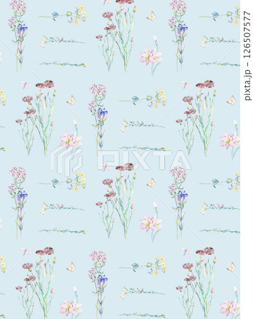 Whimsical Handmade Scroll Floral Design Sketch Graphics 126507577