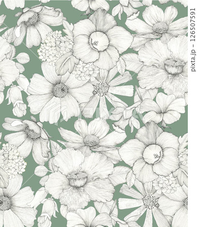 Whimsical Handmade Scroll Floral Design Sketch Graphics Whimsical Handmade Scroll Floral Design Sketch Graphics 126507591