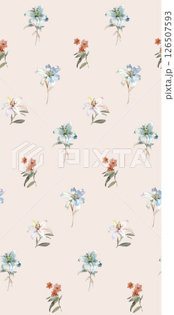 Whimsical Handmade Scroll Floral Design Sketch Graphics 126507593