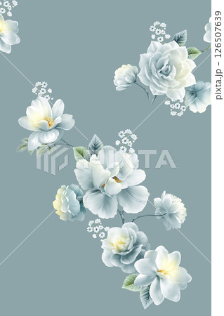 Unique Hand Illustrated Curly Floral and Scroll Motif Works 126507639