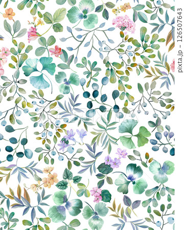 Unique Hand Illustrated Curly Floral and Scroll Motif Works 126507643