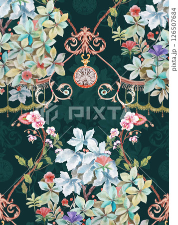 Unique Hand Illustrated Curly Floral and Scroll Motif Works Unique Hand Illustrated Curly Floral and Scroll Motif Works 126507684