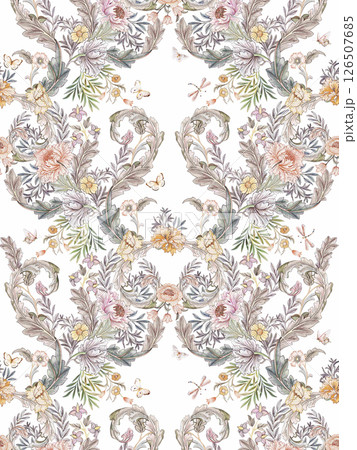 Unique Hand Illustrated Curly Floral and Scroll Motif Works Unique Hand Illustrated Curly Floral and Scroll Motif Works 126507685