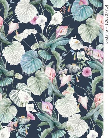 Unique Hand Illustrated Curly Floral and Scroll Motif Works 126507714