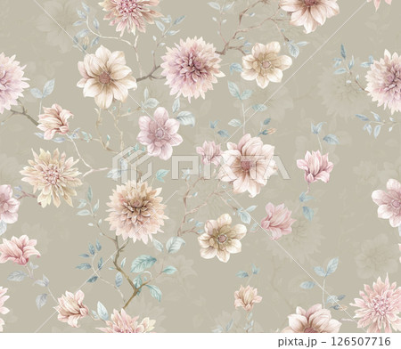 Unique Hand Illustrated Curly Floral and Scroll Motif Works 126507716