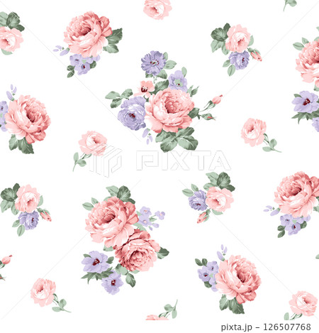 Exquisite Hand Rendered Flower Scroll Pattern Creations 126507768