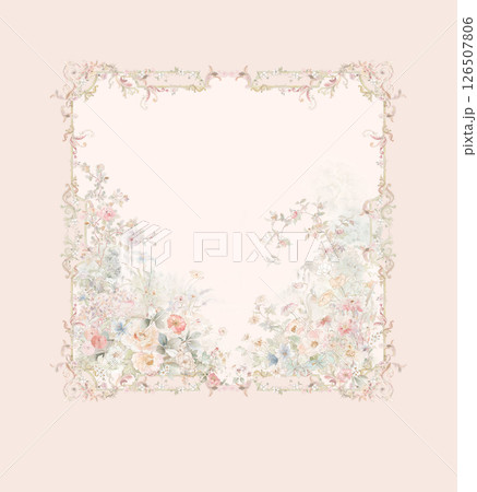 Exquisite Hand Rendered Flower Scroll Pattern Creations 126507806