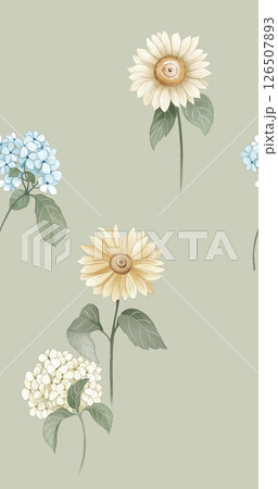 Artistic Hand Crafted Floral Curly Design Illustration Pieces 126507893
