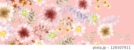 Artistic Hand Crafted Floral Curly Design Illustration Pieces Artistic Hand Crafted Floral Curly Design Illustration Pieces 126507911