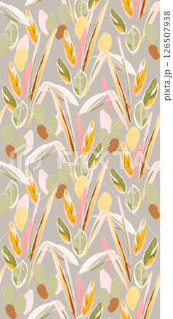 Artistic Hand Crafted Floral Curly Design Illustration Pieces 126507938