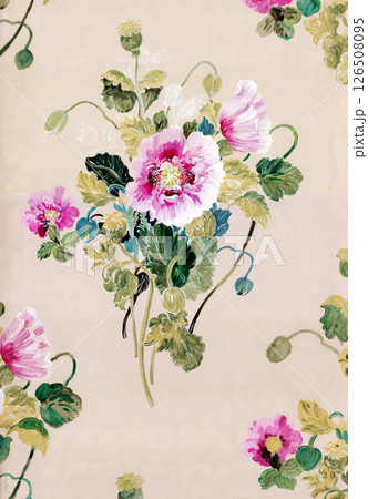 Captivating Botanical Scroll and Floral Motif Artworks 126508095