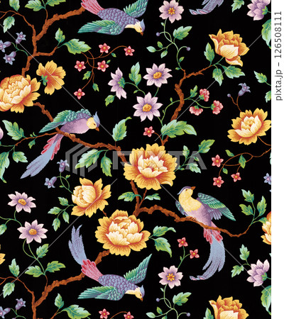 Captivating Botanical Scroll and Floral Motif Artworks 126508111