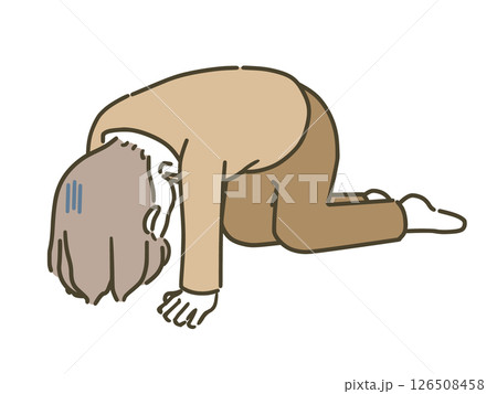 落ち込んでうつむく若い女性(私服) 落ち込んでうつむく若い女性(私服) 126508458