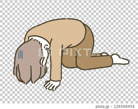 落ち込んでうつむく若い女性(私服) 落ち込んでうつむく若い女性(私服) 126508458