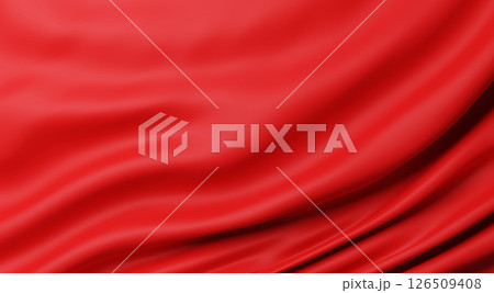 Red fabric background with copy space 3D render 126509408
