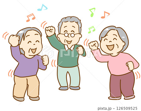 高齢者、健康維持のために楽しくリズム体操をする 126509525
