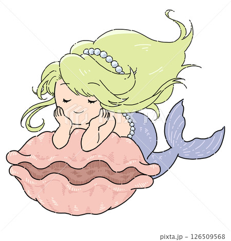 かわいい人魚のイラスト かわいい人魚のイラスト 126509568