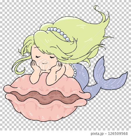 かわいい人魚のイラスト かわいい人魚のイラスト 126509568