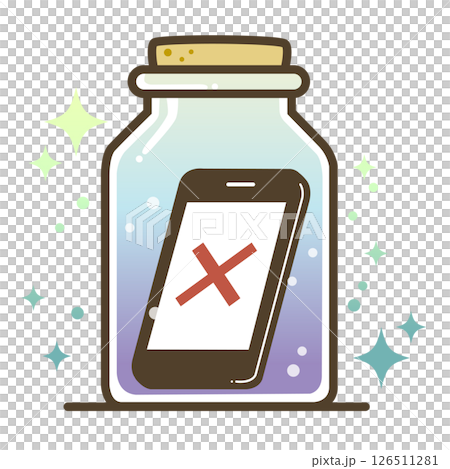 スマホ断ち・デジタルデトックスを象徴するイラスト素材 スマホ断ち・デジタルデトックスを象徴するイラスト素材 126511281