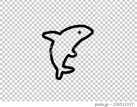 A cute and relaxed jumping dolphin monochrome icon A cute and relaxed jumping dolphin monochrome icon 126511317