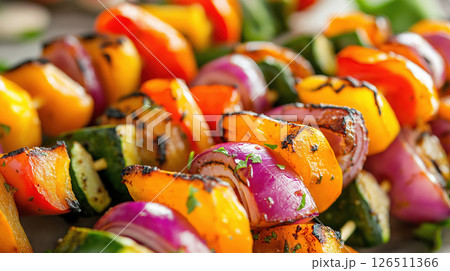 Grilled Vegetable Skewers with Colorful Bell Peppers Grilled Vegetable Skewers with Colorful Bell Peppers 126511366