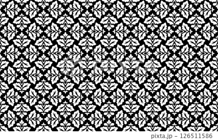Flower geometric pattern. Seamless vector background. White and black ornament. Flower geometric pattern. Seamless vector background. White and black ornament. 126511586