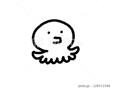 ゆるくて可愛いタコのモノクロアイコン ゆるくて可愛いタコのモノクロアイコン 126511598