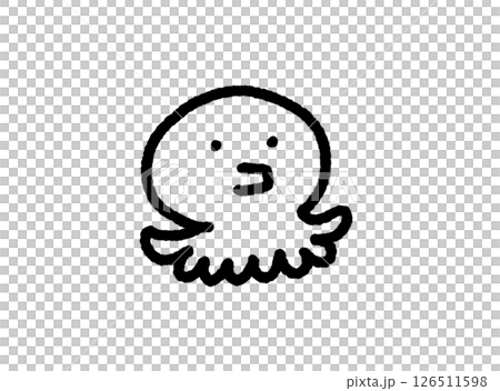 ゆるくて可愛いタコのモノクロアイコン ゆるくて可愛いタコのモノクロアイコン 126511598