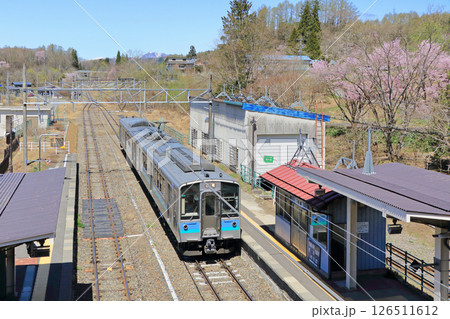 大糸線　春の簗場駅 126511612