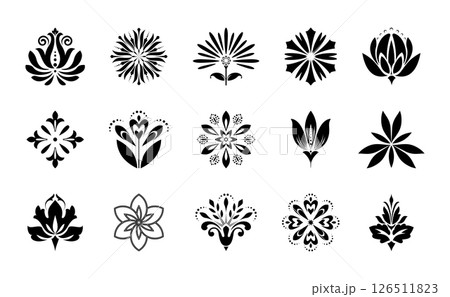 Flower icons set. Isolated elements for design. Vector graphics. 126511823