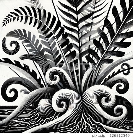 Roots of Motion: Abstract Rabbit's Foot Fern 126512549