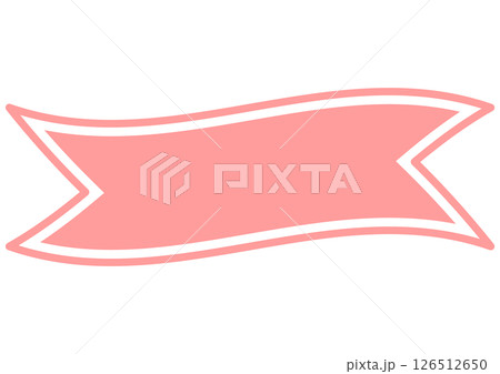 ピンクの揺れるリボンの見出しフレーム 126512650