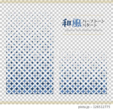 Horizontally seamless Japanese style halftone patterns set 126512775