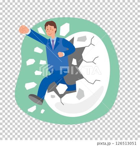 自分のカラを破る男性 自分のカラを破る男性 126513051