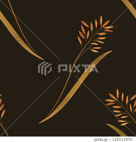 Textile seamless floral pattern with wild grasses and cereals. Design for kitchen home textiles, tablecloths, curtains, bed linen, dress fabrics, wrapping paper. 126513055