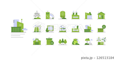 Buildings, urban places and industrial objects. Eco friendly lifestyle in urban 126513184
