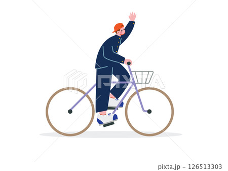 自転車に乗る男子学生 126513303