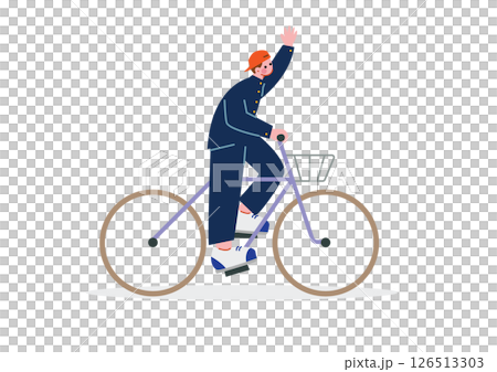 自転車に乗る男子学生 126513303